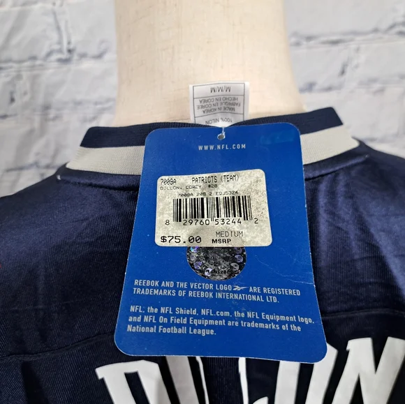 NWT Reebook On Field NFL Jersey New England Patriots Y2K Corey Dillion Medium - Picture 8 of 13